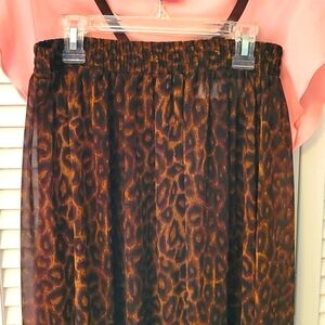 Sheer Leopard Print Skirt M Vintage